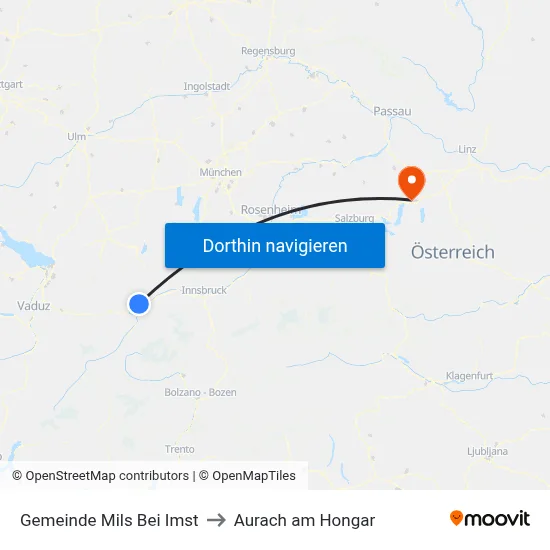 Gemeinde Mils Bei Imst to Aurach am Hongar map