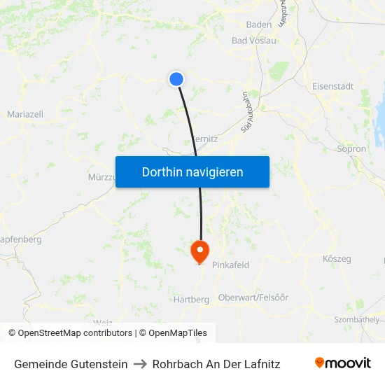 Gemeinde Gutenstein to Rohrbach An Der Lafnitz map