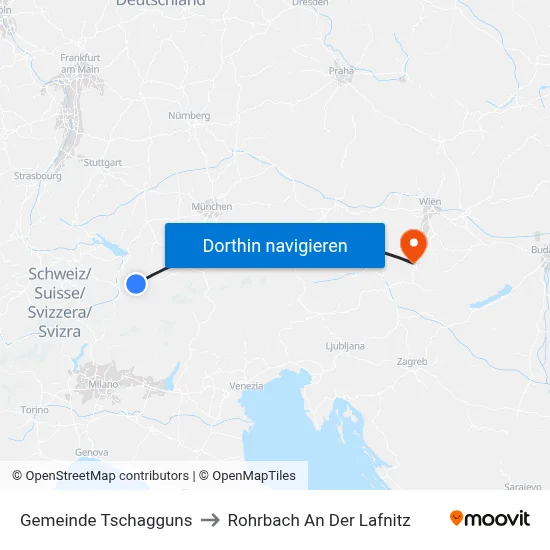 Gemeinde Tschagguns to Rohrbach An Der Lafnitz map