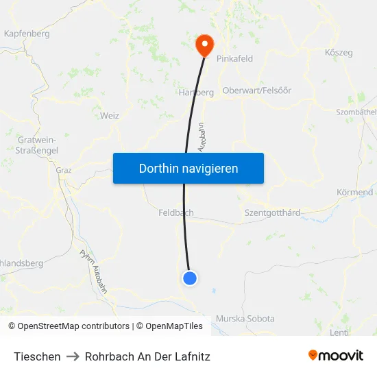 Tieschen to Rohrbach An Der Lafnitz map