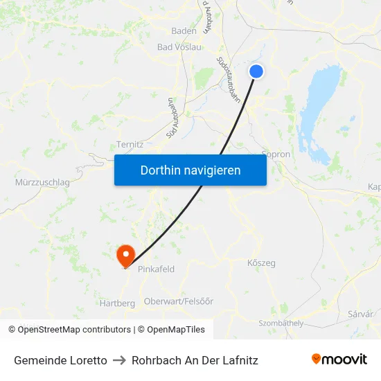 Gemeinde Loretto to Rohrbach An Der Lafnitz map