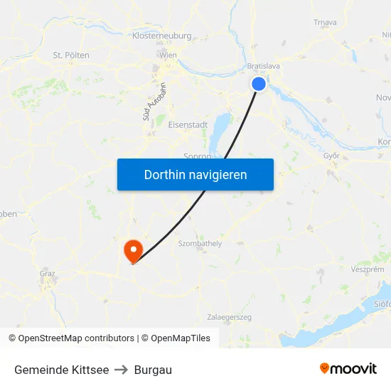 Gemeinde Kittsee to Burgau map