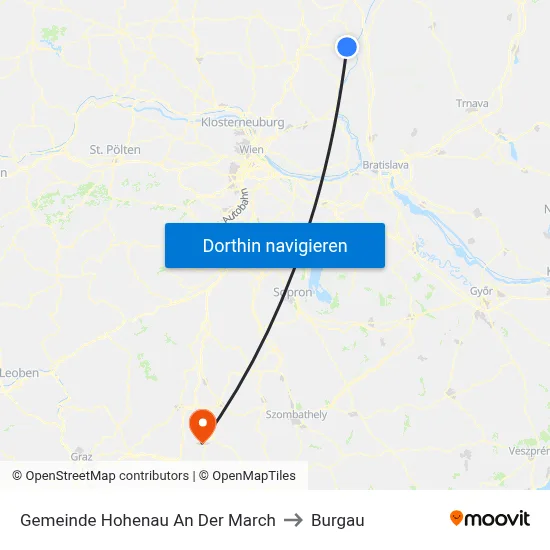 Gemeinde Hohenau An Der March to Burgau map