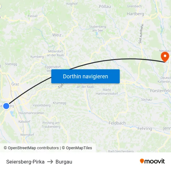 Seiersberg-Pirka to Burgau map