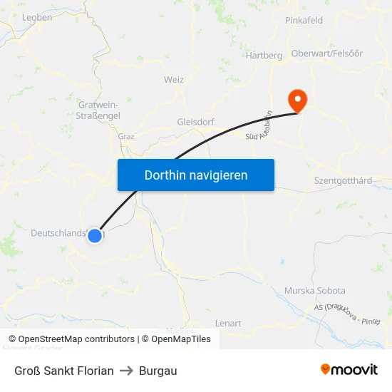 Groß Sankt Florian to Burgau map
