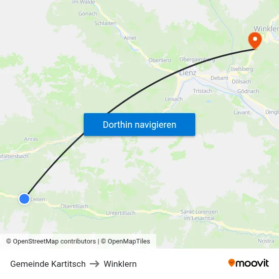 Gemeinde Kartitsch to Winklern map