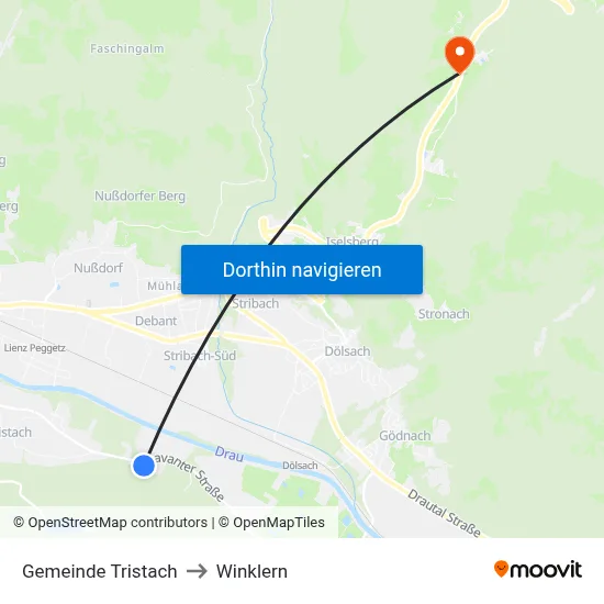 Gemeinde Tristach to Winklern map