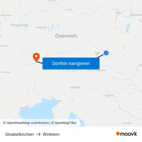 Sinabelkirchen to Winklern map