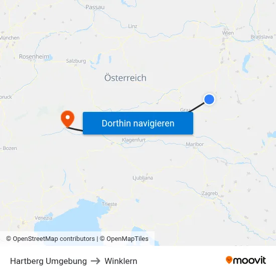 Hartberg Umgebung to Winklern map