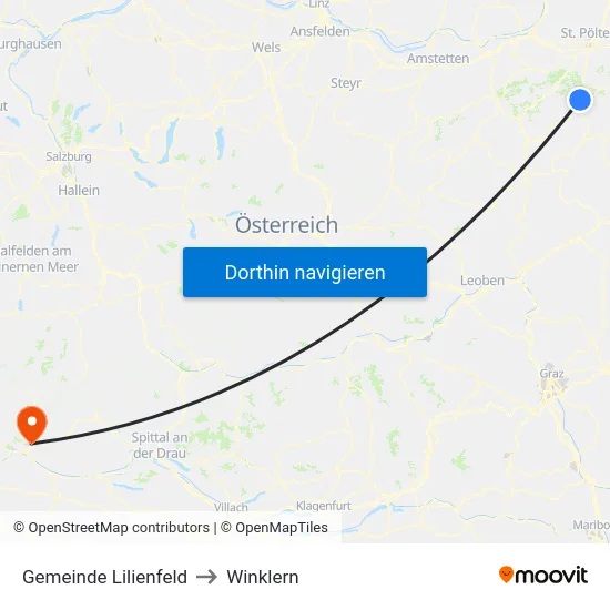 Gemeinde Lilienfeld to Winklern map