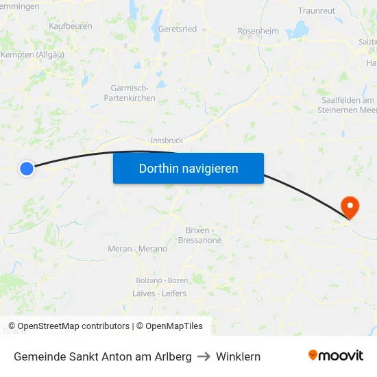 Gemeinde Sankt Anton am Arlberg to Winklern map