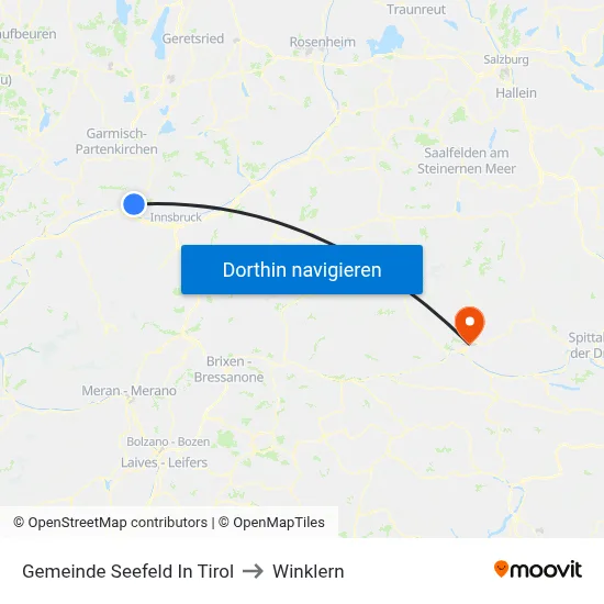 Gemeinde Seefeld In Tirol to Winklern map