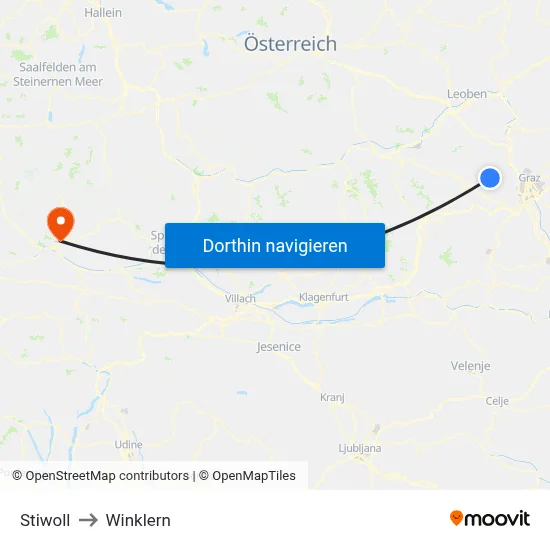 Stiwoll to Winklern map