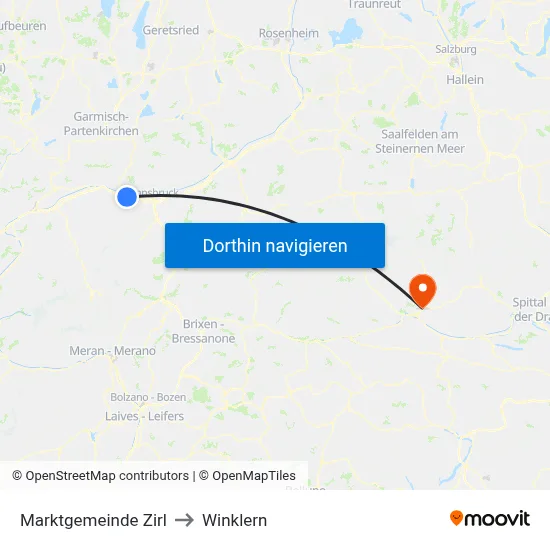 Marktgemeinde Zirl to Winklern map