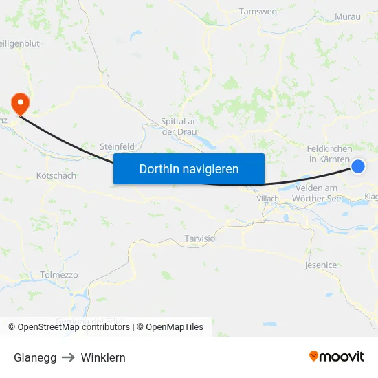Glanegg to Winklern map