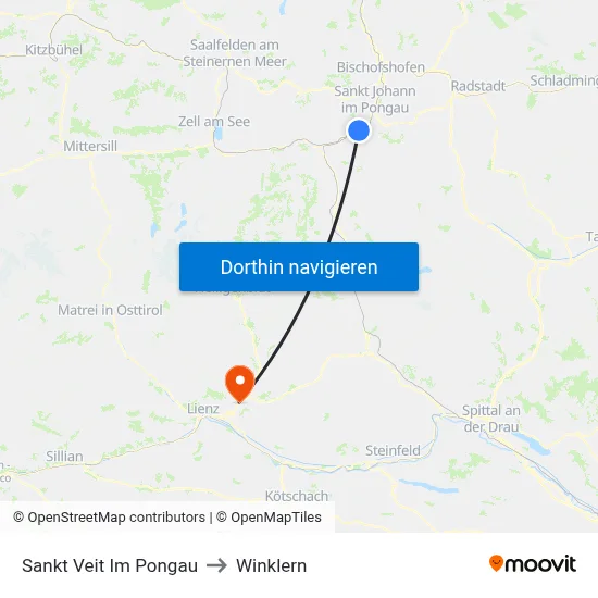 Sankt Veit Im Pongau to Winklern map
