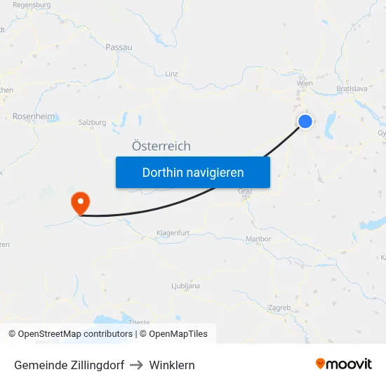 Gemeinde Zillingdorf to Winklern map