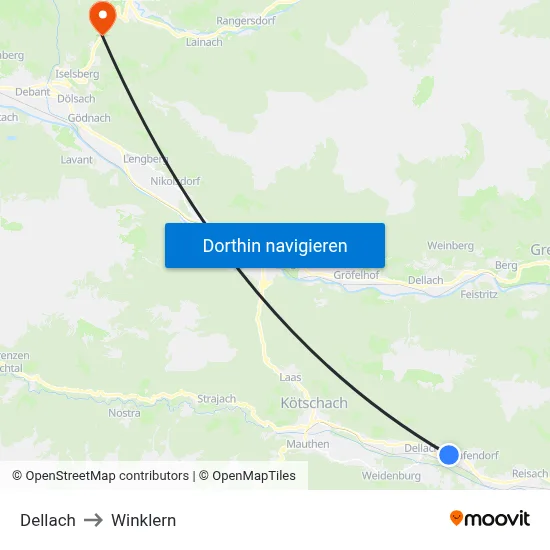 Dellach to Winklern map
