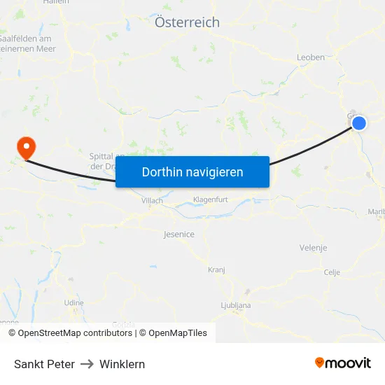 Sankt Peter to Winklern map