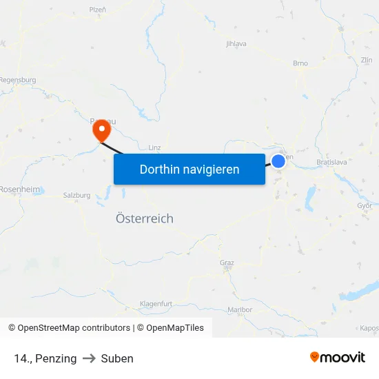 14., Penzing to Suben map