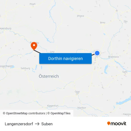 Langenzersdorf to Suben map