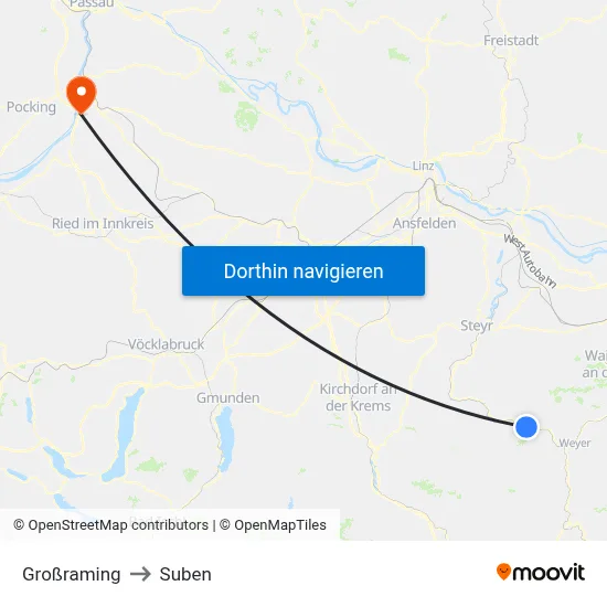 Großraming to Suben map