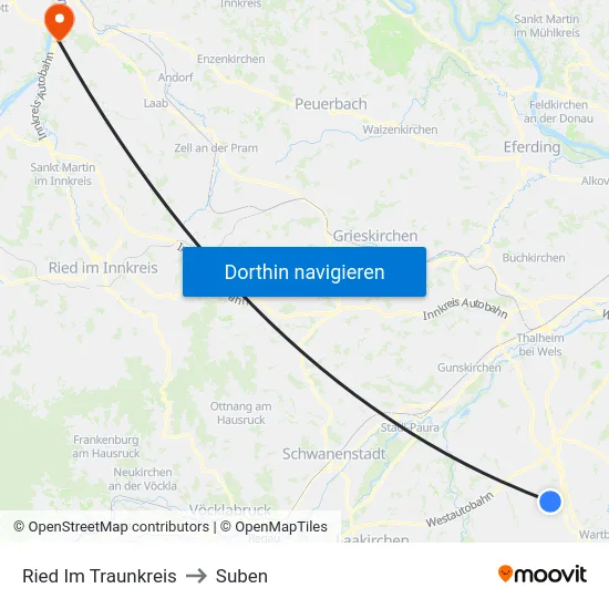 Ried Im Traunkreis to Suben map