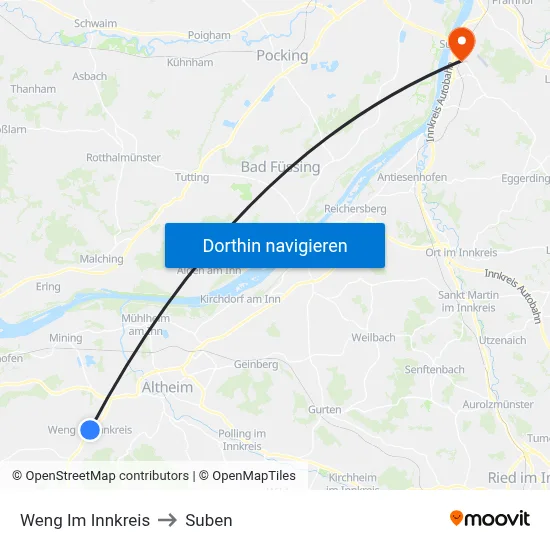 Weng Im Innkreis to Suben map