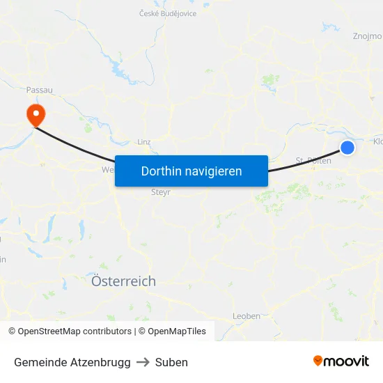 Gemeinde Atzenbrugg to Suben map