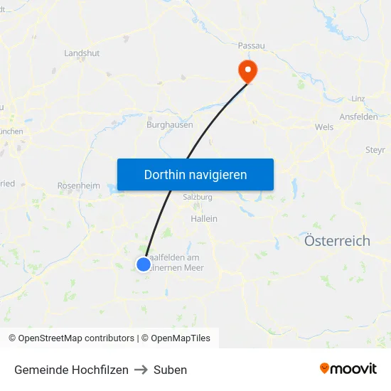 Gemeinde Hochfilzen to Suben map