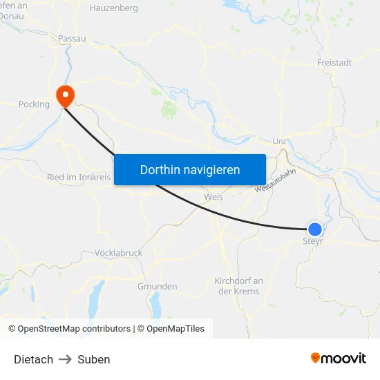 Dietach to Suben map