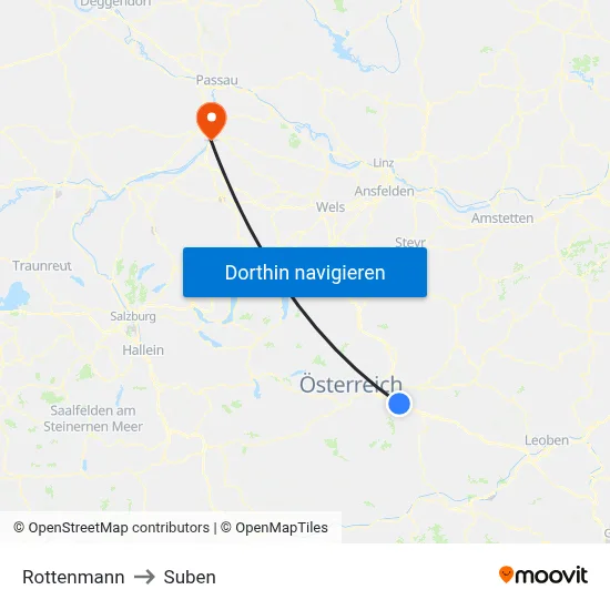 Rottenmann to Suben map
