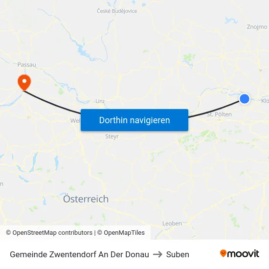 Gemeinde Zwentendorf An Der Donau to Suben map
