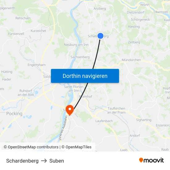 Schardenberg to Suben map