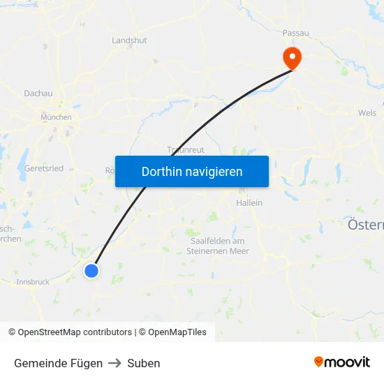 Gemeinde Fügen to Suben map