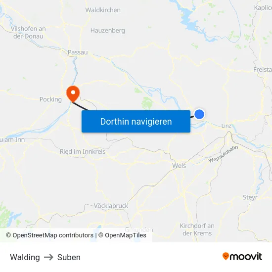 Walding to Suben map