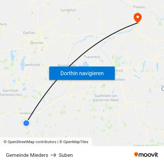 Gemeinde Mieders to Suben map