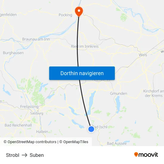 Strobl to Suben map