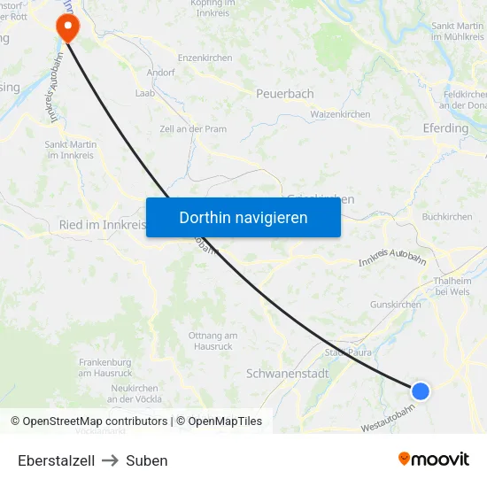 Eberstalzell to Suben map