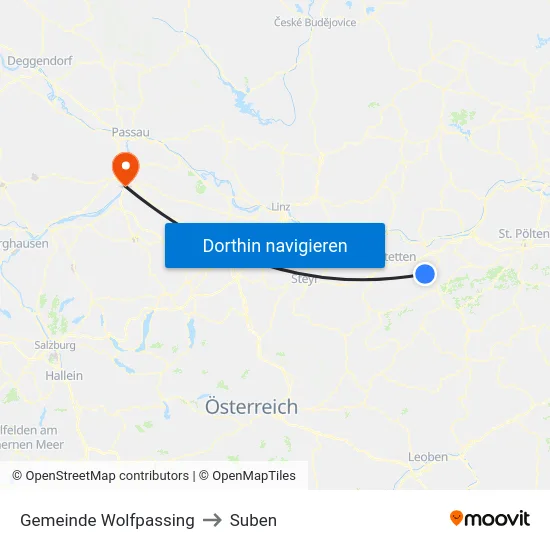 Gemeinde Wolfpassing to Suben map