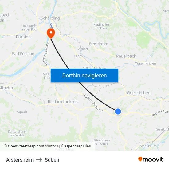 Aistersheim to Suben map