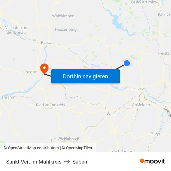 Sankt Veit Im Mühlkreis to Suben map