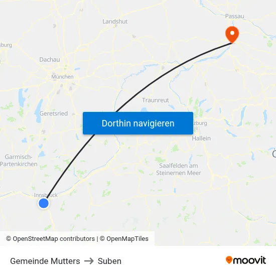 Gemeinde Mutters to Suben map