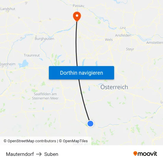 Mauterndorf to Suben map