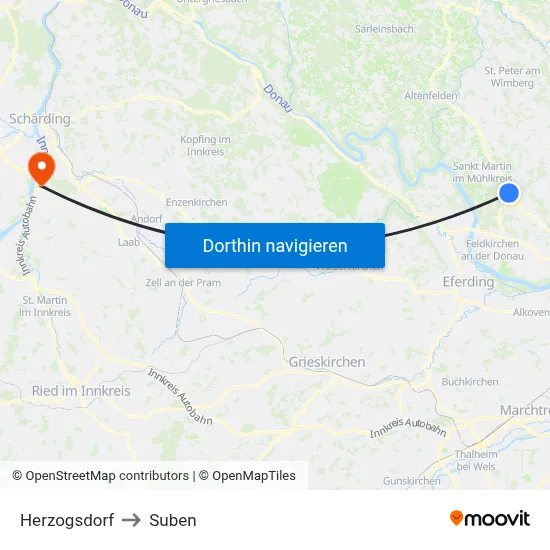 Herzogsdorf to Suben map