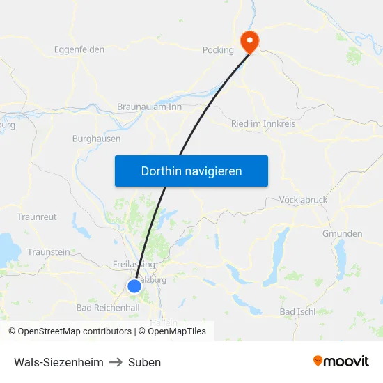 Wals-Siezenheim to Suben map