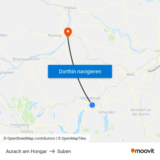 Aurach am Hongar to Suben map