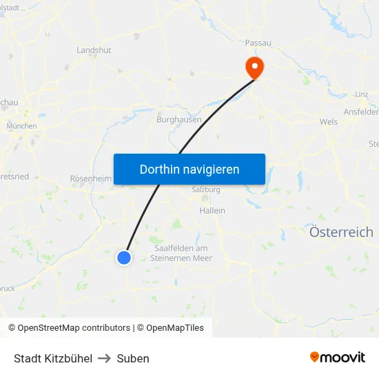 Stadt Kitzbühel to Suben map