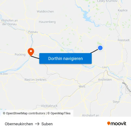 Oberneukirchen to Suben map