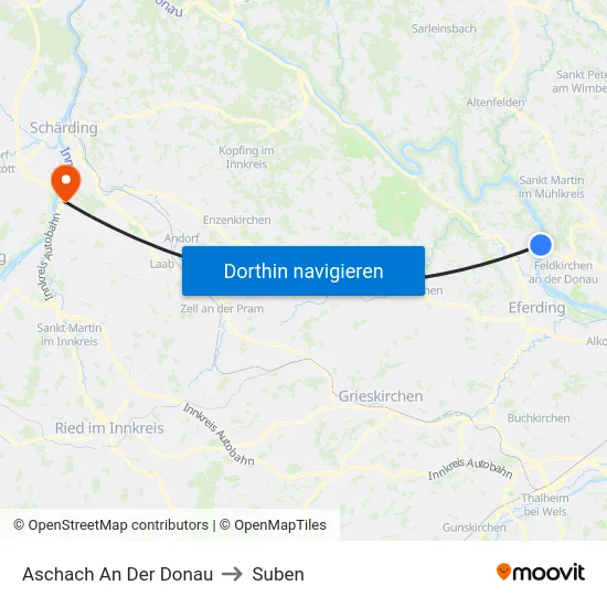 Aschach An Der Donau to Suben map